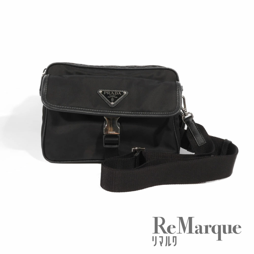 PRADA Triangle Logo Edition Shoulder Bag Black